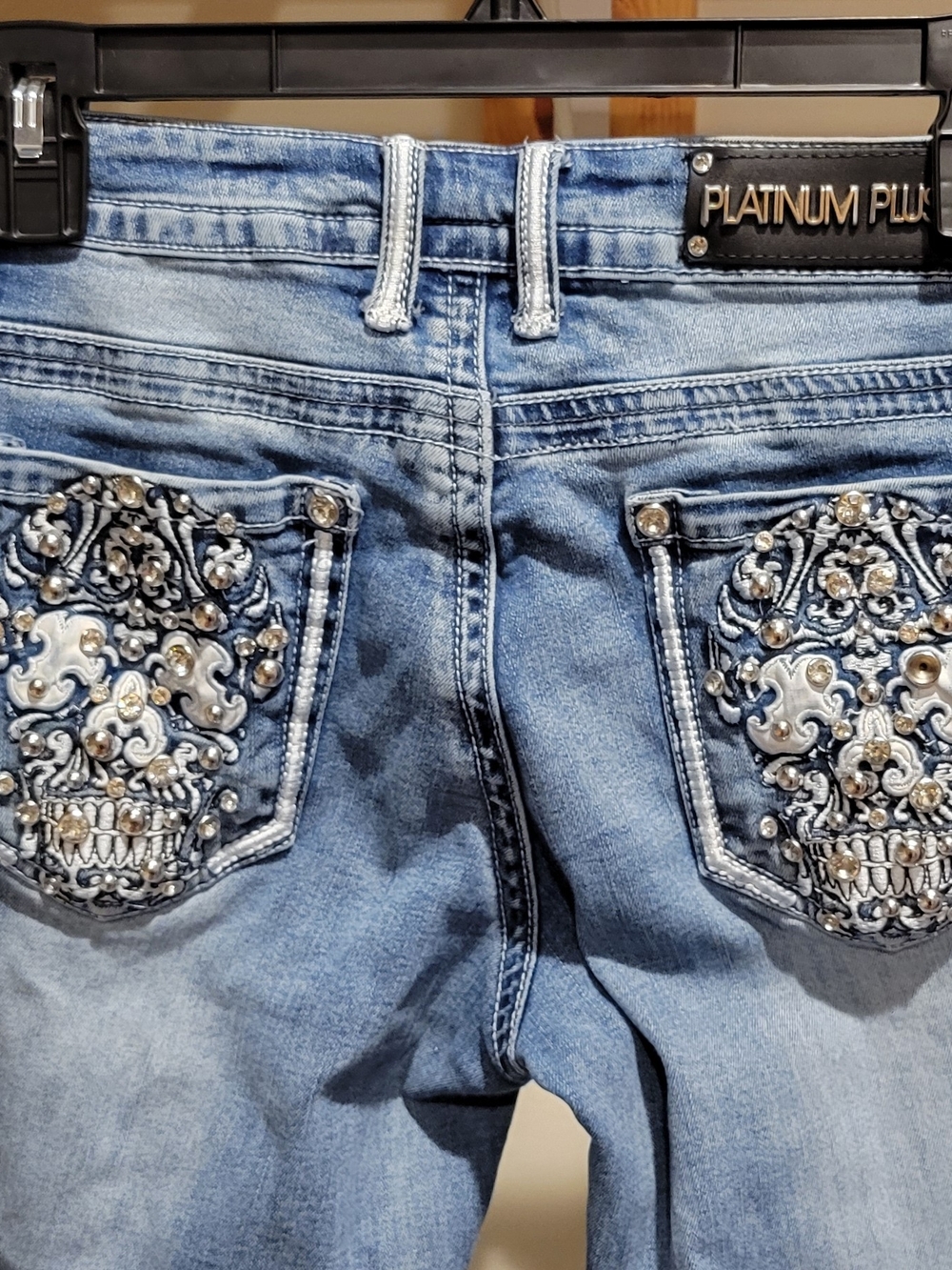 Platinum Plus Light Blue Embellished Boot Cut Jeans - Women
